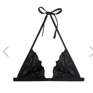 Fleur du Mal Y2k Black Floral stiching Bikini Top